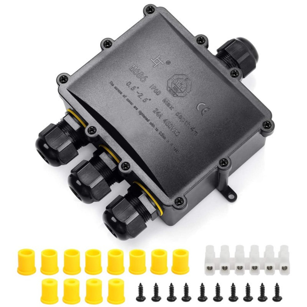 Waterproof Junction Box Solar - 4 voies 1In3Out IP68 étanche 4-14mm