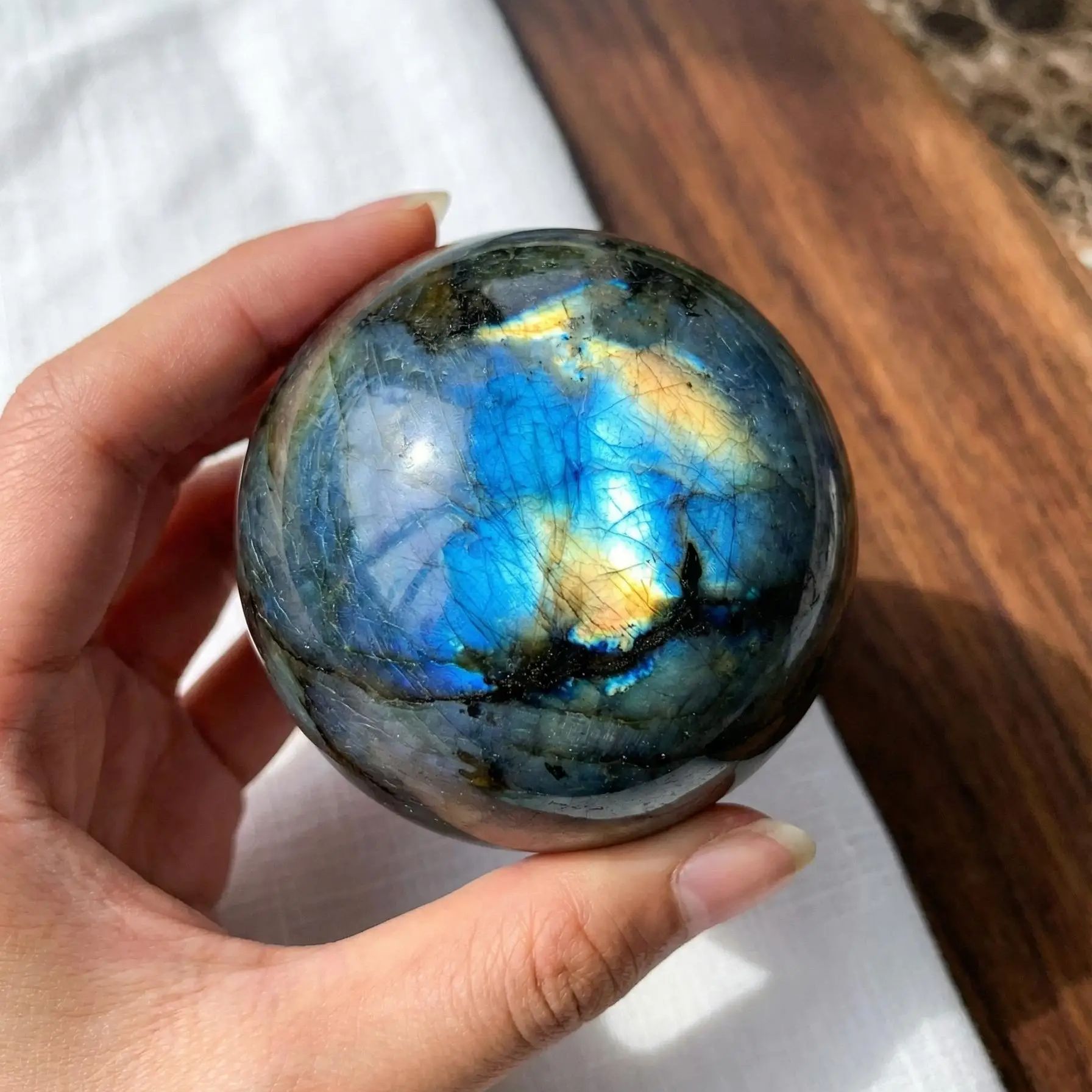 Renewable Energy Lab - Sphère de labradorite naturelle, boule de